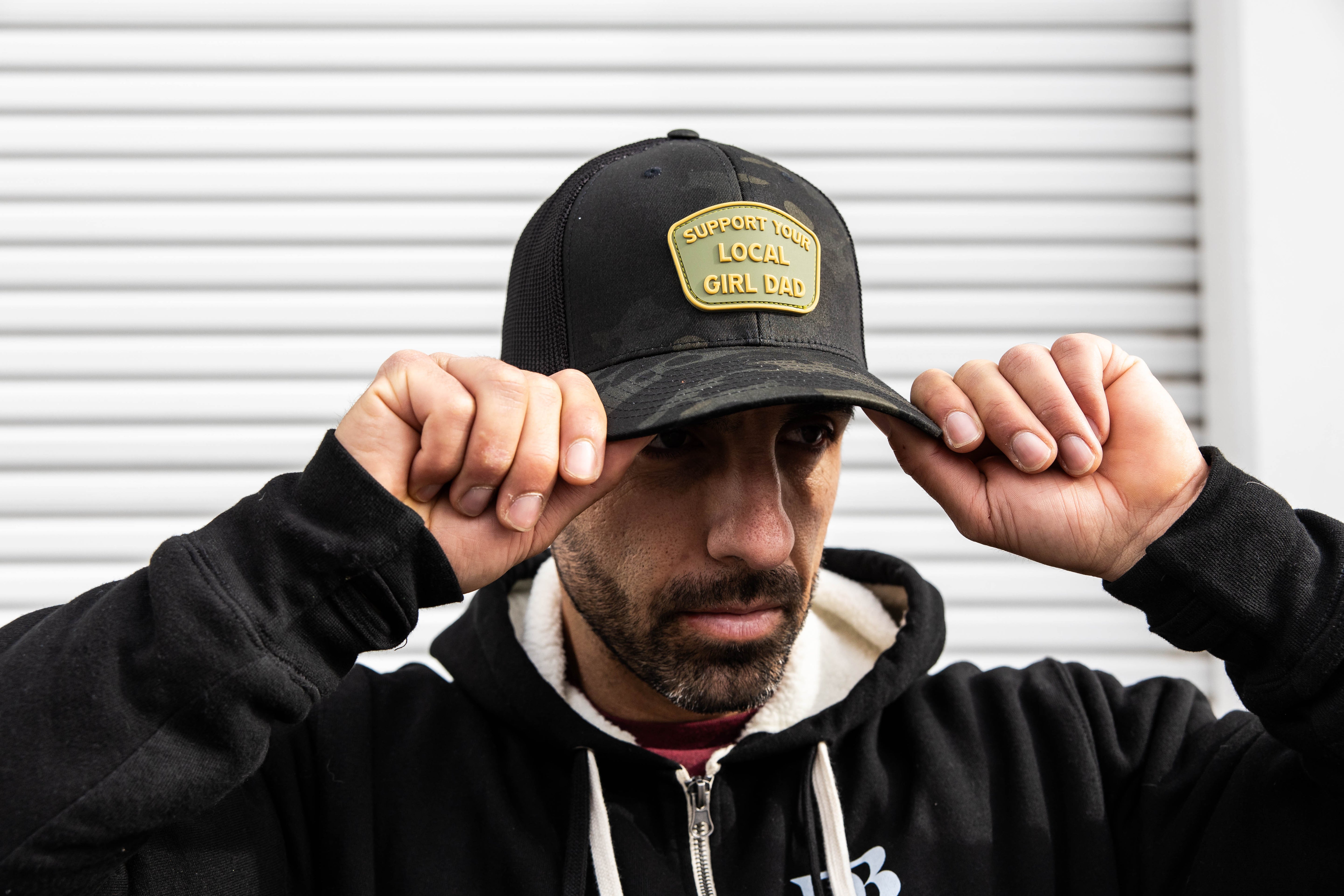 Support Your Local Girl Dad FLEXFIT Patch Hat (Multicam Blackl)