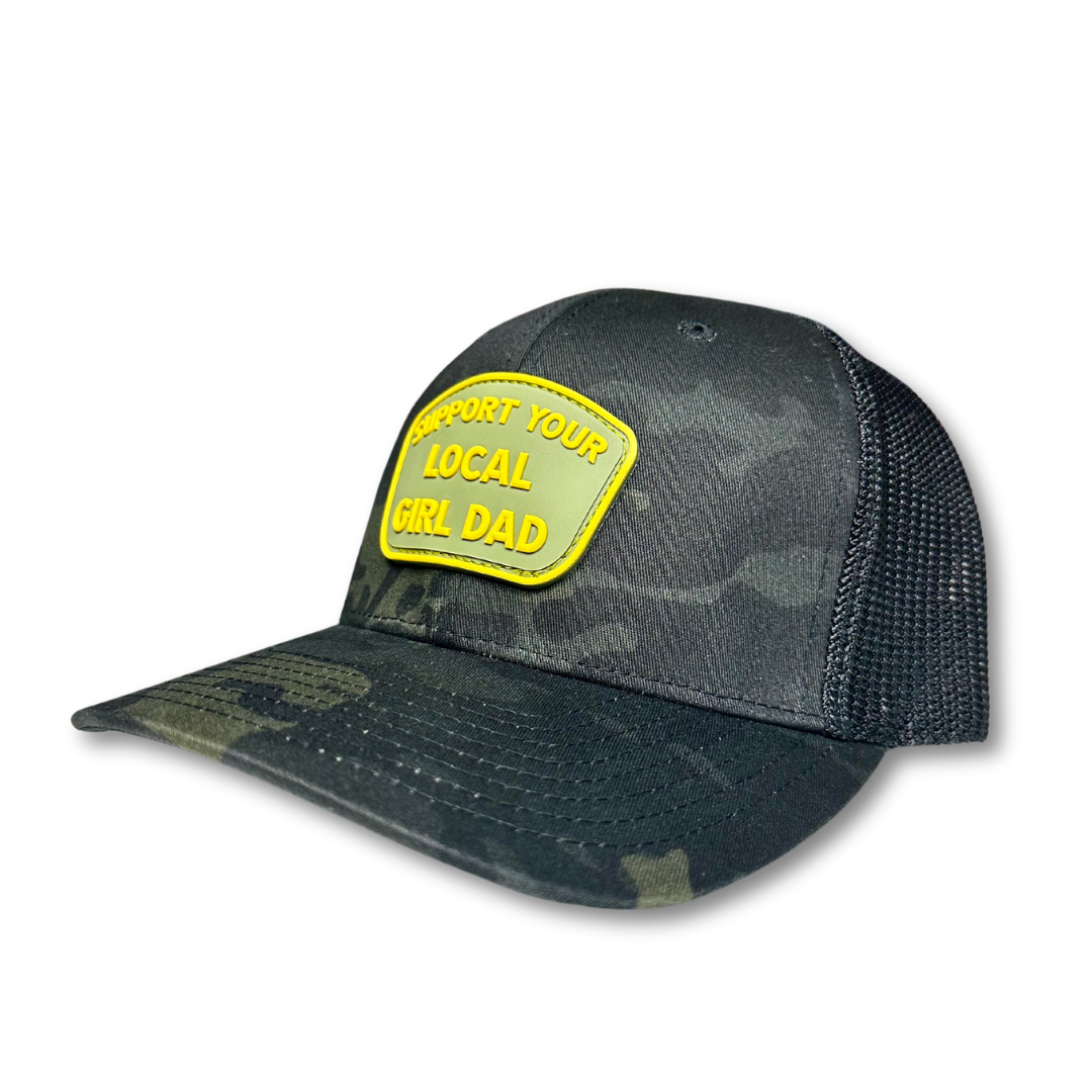 Support Your Local Girl Dad FLEXFIT Patch Hat (Multicam Blackl)